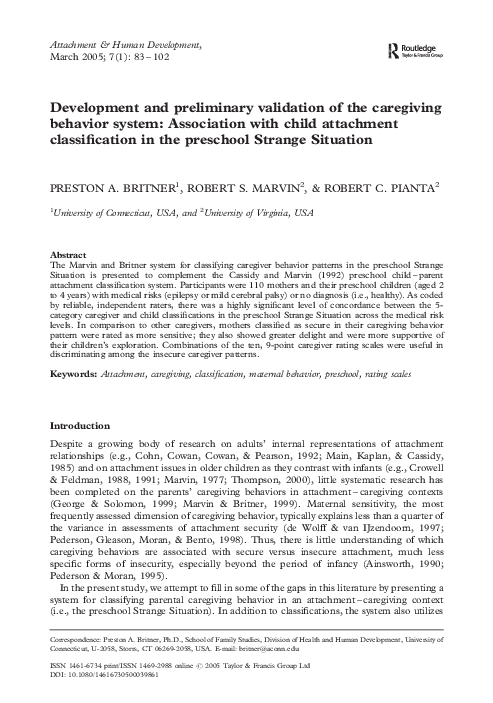 (PDF) Development and preliminary validation of the caregiving behavior ...