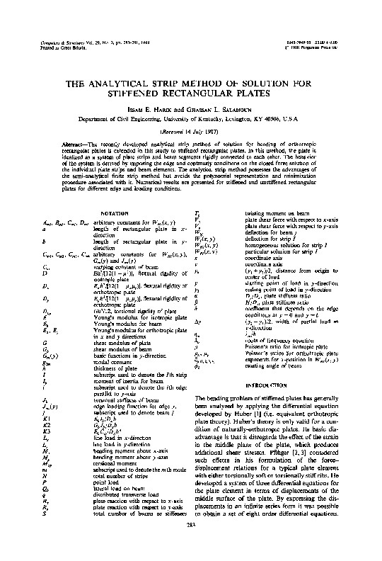 (PDF) The analytical strip method of solution for stiffened rectangular ...