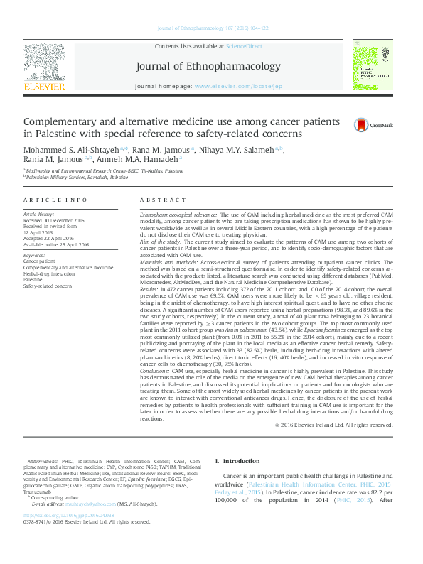 (PDF) Complementary and alternative medicine use among cancer patients ...
