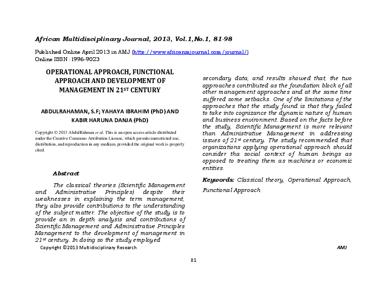 (PDF) OPERATIONAL APPROACH, FUNCTIONAL APPROACH AND DEVELOPMENT OF ...