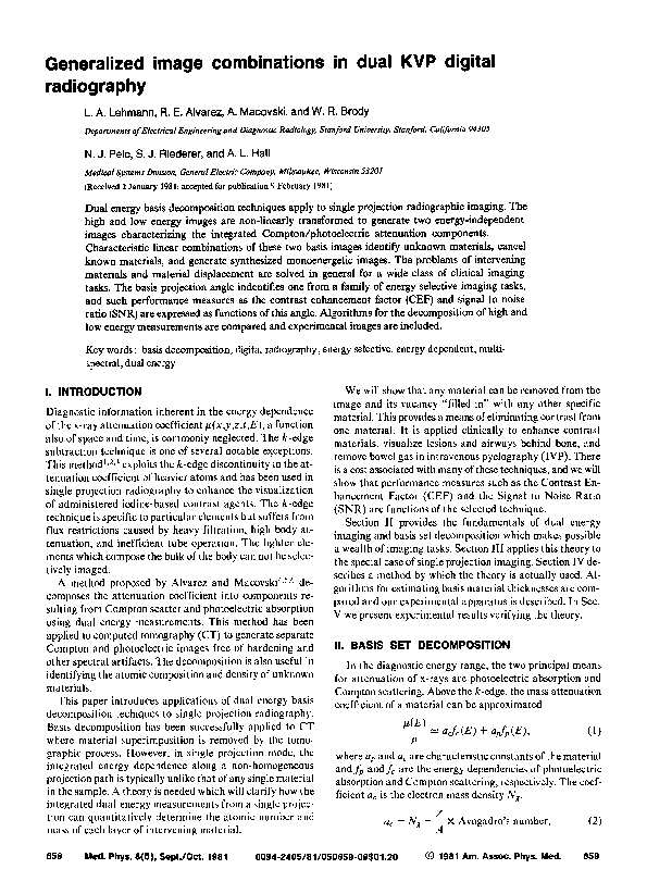 (PDF) Generalized image combinations in dual KVP digital radiography