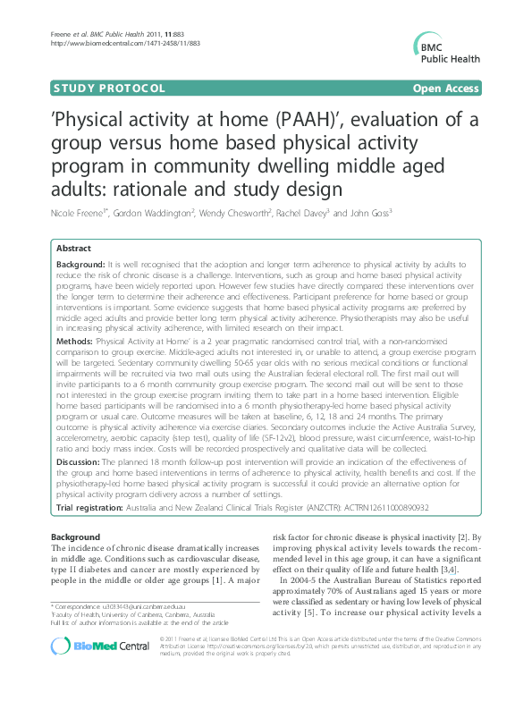 (PDF) Physical activity at home (PAAH)', evaluation of a group versus ...