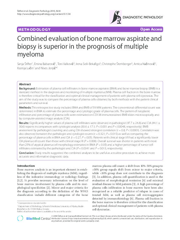 (PDF) Combined evaluation of bone marrow aspirate and biopsy is ...