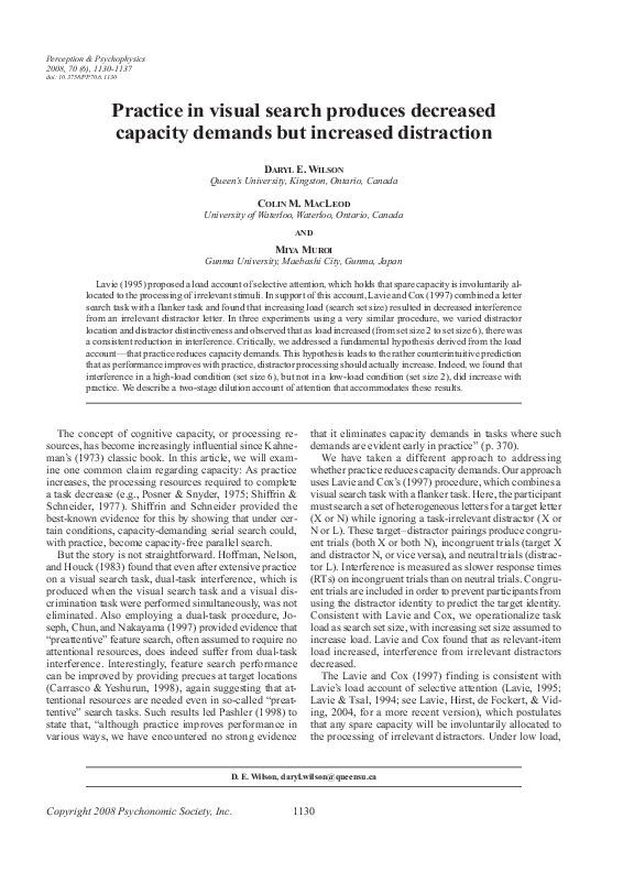 (PDF) Practice in visual search produces decreased capacity demands but ...