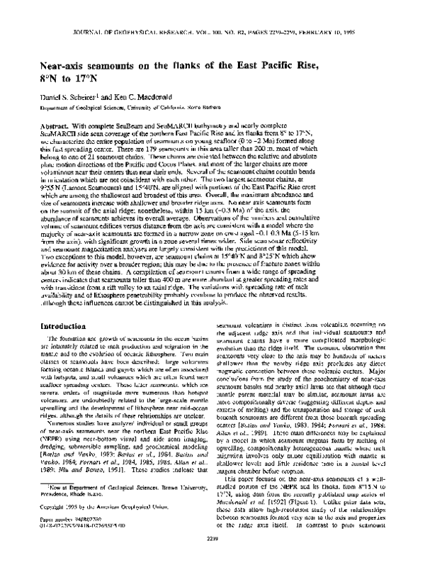 Near-axis seamounts on the flanks of the East Pacific Rise, 8°N to 17°N