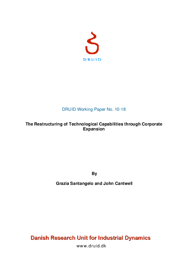 Pdf The Restructuring Of Technological Capabilities Through Corporate
