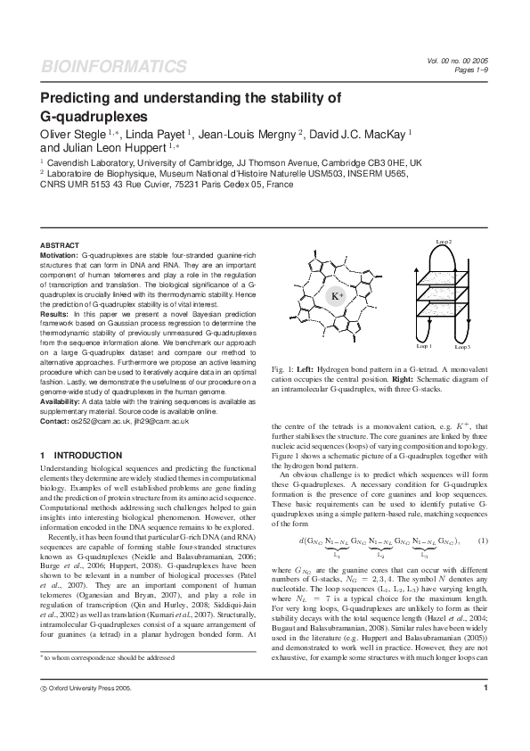 (PDF) Predicting and understanding the stability of G-quadruplexes