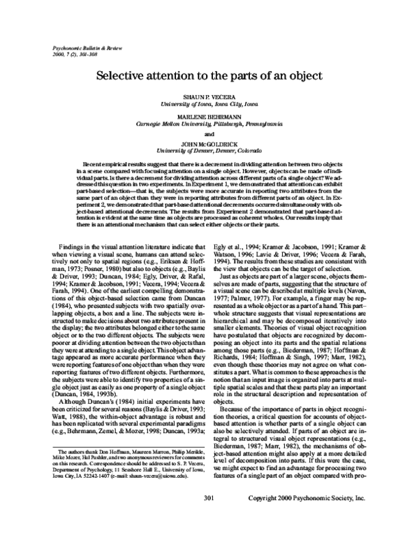 (PDF) Selective attention to the parts of an object