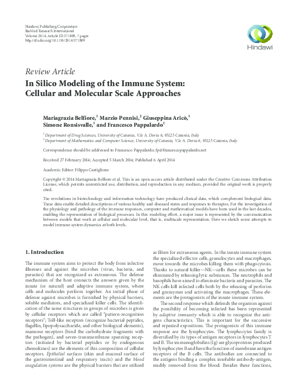 (PDF) In silico modeling of the immune system: Cellular and molecular ...