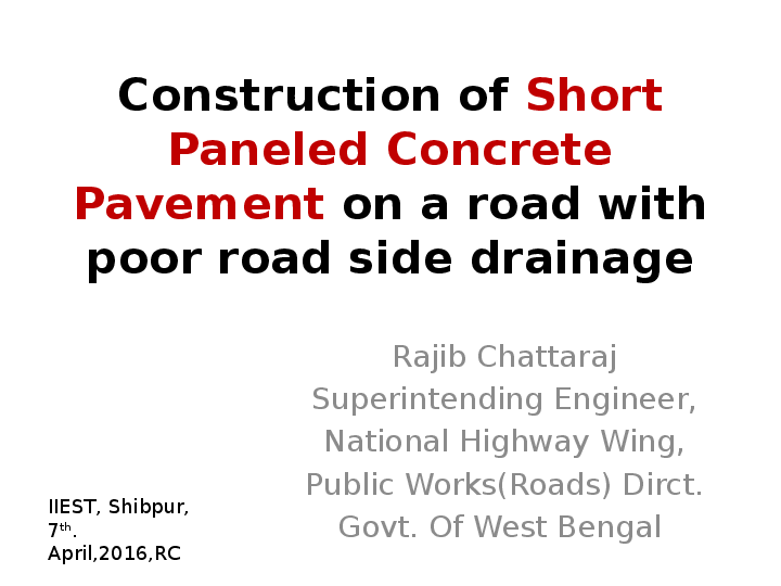 (PPT) Construction of short paneled concrete pavement on a road with ...