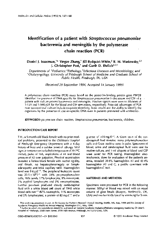 (PDF) Identification of a patient with Streptococcus pneumoniae ...