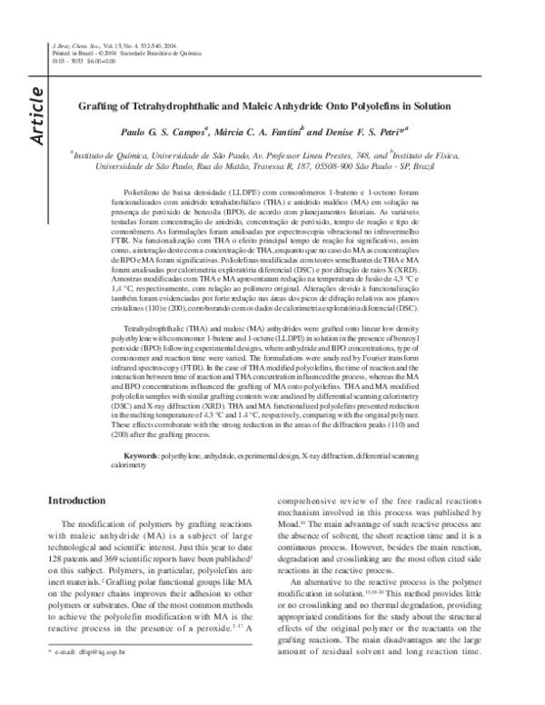 (PDF) Grafting of tetrahydrophthalic and maleic anhydride onto ...
