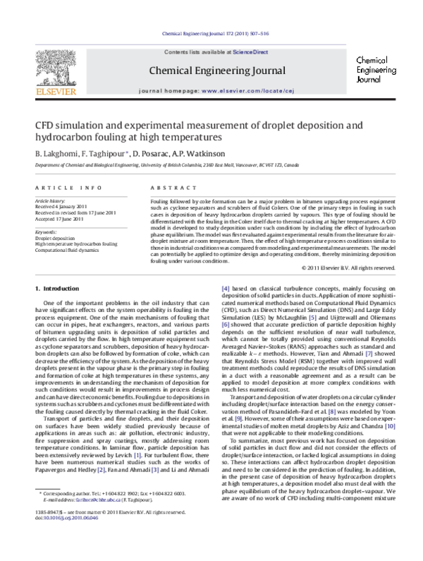 (PDF) CFD simulation and experimental measurement of droplet deposition ...