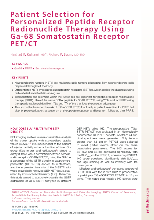 (PDF) Theranostics with Ga-68 Somatostatin Receptor PET/CT