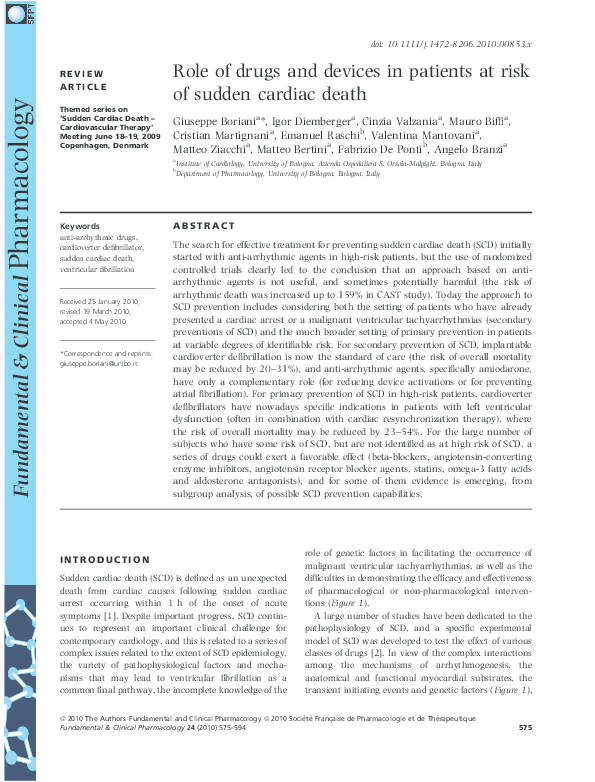 (PDF) Role of drugs and devices in patients at risk of sudden cardiac ...