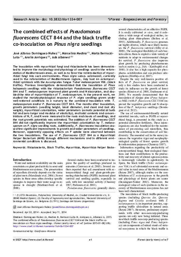 (PDF) The combined effects of Pseudomonas fluorescens CECT 844 and the ...