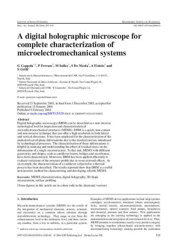 (PDF) A digital holographic microscope for complete characterization of ...