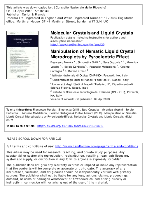 (PDF) Manipulation of Nematic Liquid Crystal Microdroplets by ...