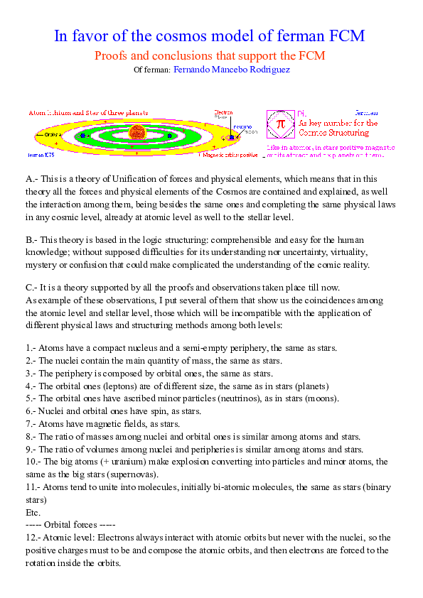 (DOC) In favor of the cosmos model of ferman