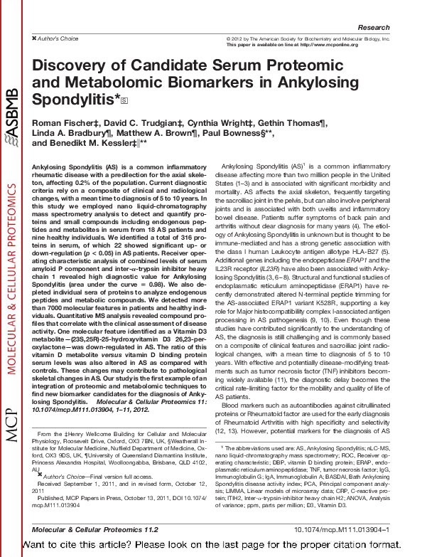 (PDF) Discovery of Candidate Serum Proteomic and Metabolomic Biomarkers ...