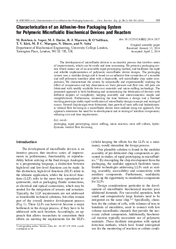 (PDF) Characterisation of an Adhesive-free Packaging System for ...