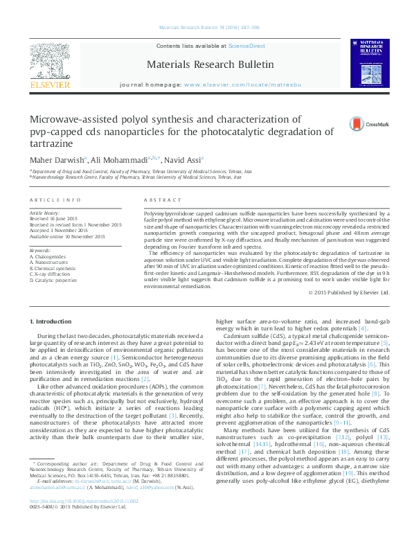 (PDF) Microwave-assisted polyol synthesis and characterization of pvp ...