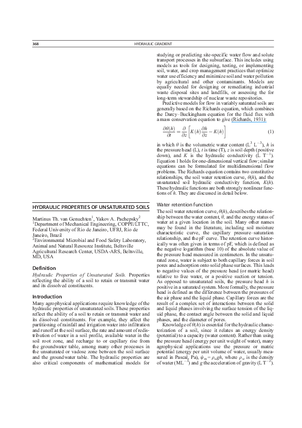 (PDF) Hydraulic Properties of Unsaturated Soils