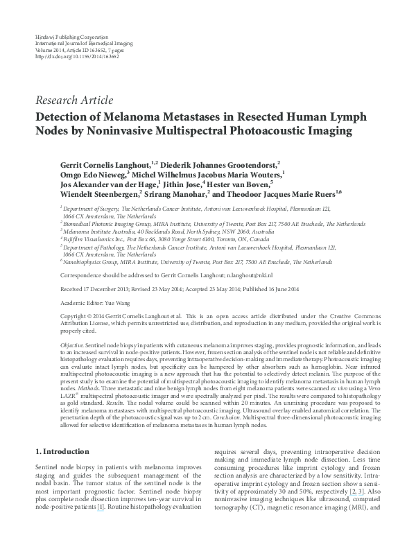 (PDF) Detection of Melanoma Metastases in Resected Human Lymph Nodes by ...