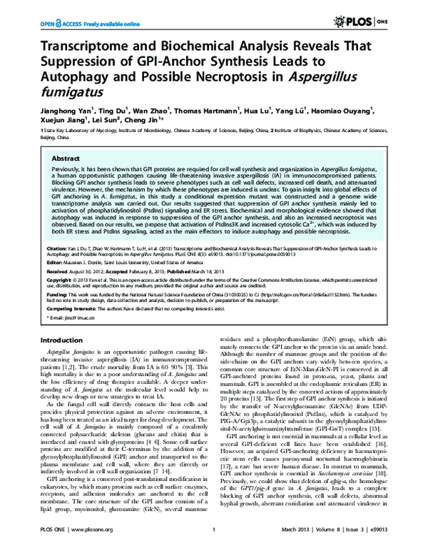(PDF) Transcriptome and Biochemical Analysis Reveals That Suppression ...