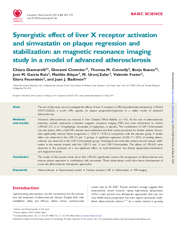 (PDF) Sinergistic effect of liver X receptor activation and statin on