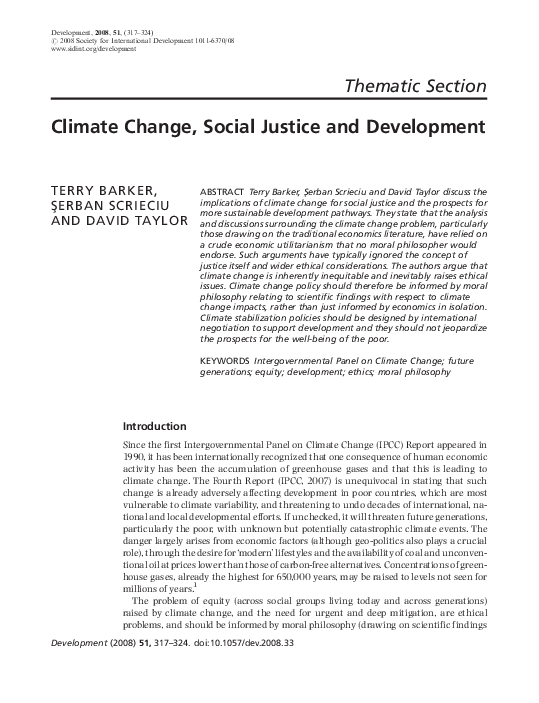 (PDF) Climate Change, Social Justice and Development
