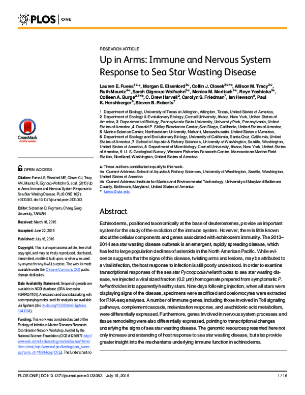 (PDF) Up in Arms: Immune and Nervous System Response to Sea Star ...