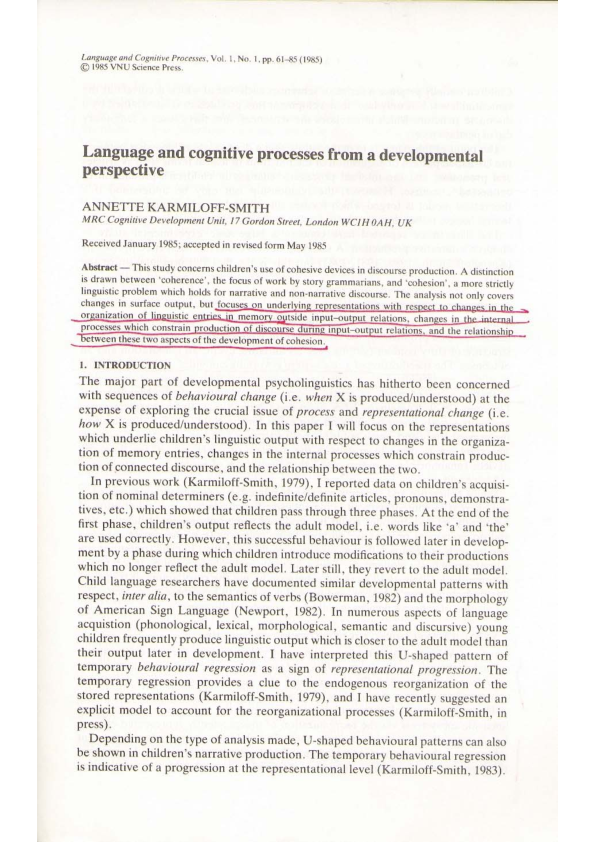 (PDF) Language and cognitive processes from a developmental perspective