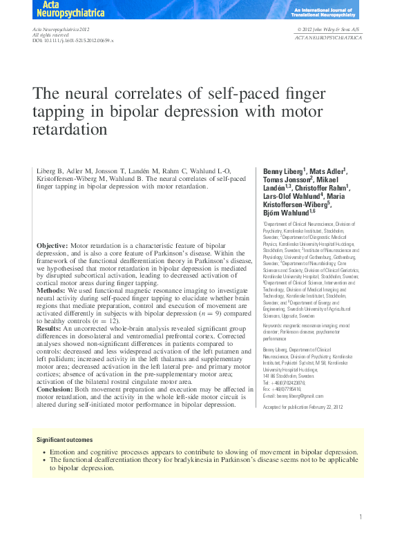 (PDF) The neural correlates of self-paced finger tapping in bipolar ...