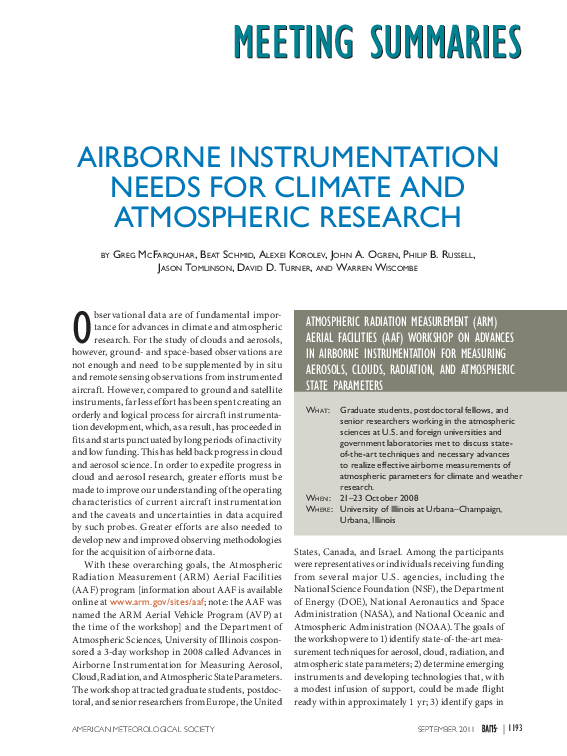 (PDF) Airborne Intrumentation Needs for Climate and Atmospheric Research