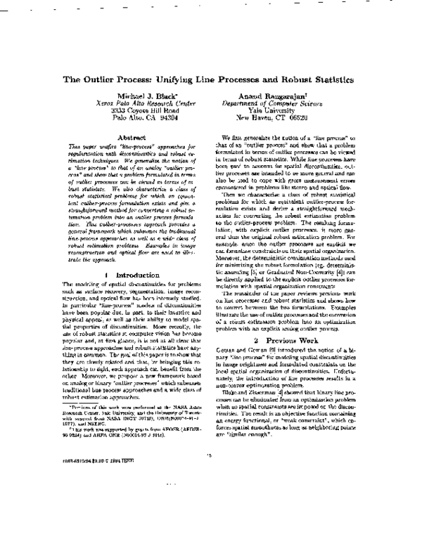 (PDF) The outlier process: Unifying line processes and robust statistics