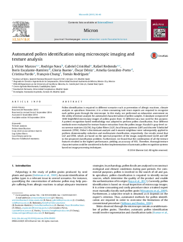 (PDF) Automated pollen identification using microscopic imaging and ...