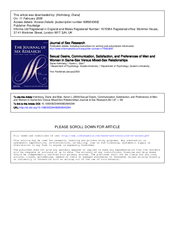 (PDF) Sexual Desire, Communication, Satisfaction, and Preferences of ...