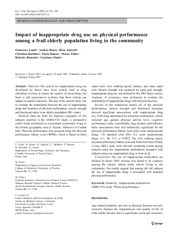 (PDF) Impact of inappropriate drug use on physical performance among a ...