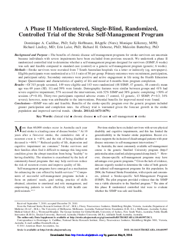 (PDF) A Phase II Multicentered, Single-Blind, Randomized, Controlled ...