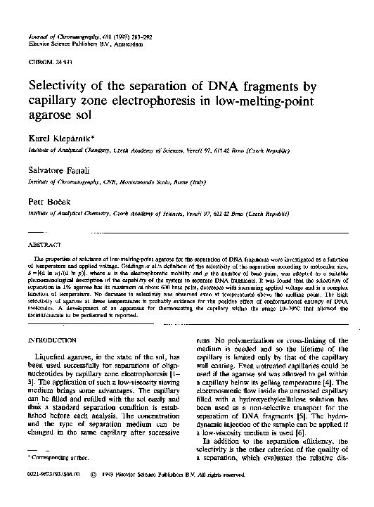 (PDF) Selectivity of the separation of DNA fragments by capillary zone ...