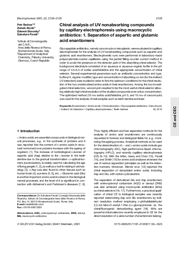(PDF) Chiral analysis of UV nonabsorbing compounds by capillary ...