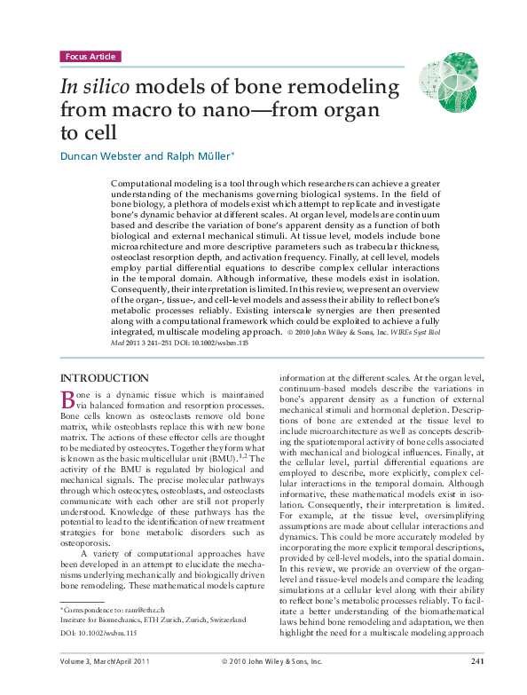 (PDF) In silico models of bone remodeling from macro to nano-from organ ...