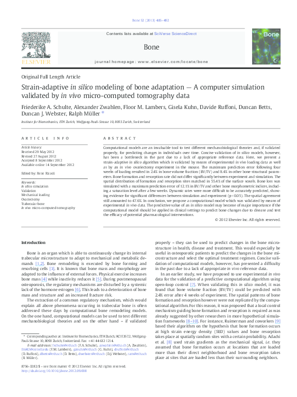 (PDF) Strain-adaptive in silico modeling of bone adaptation — A ...