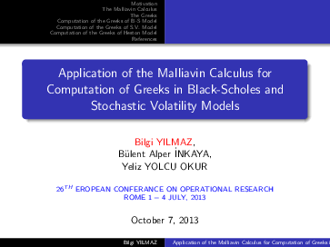 (PDF) Application of the Malliavin Calculus for Computation of Greeks ...
