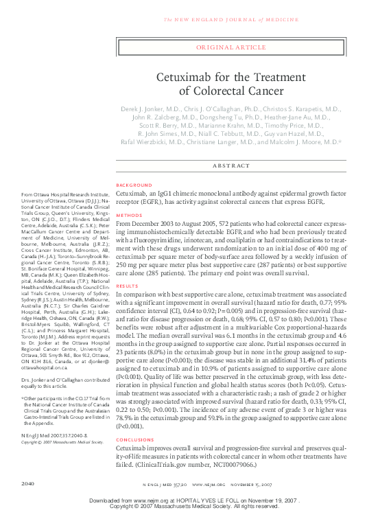 (PDF) Cetuximab for the Treatment of Colorectal Cancer