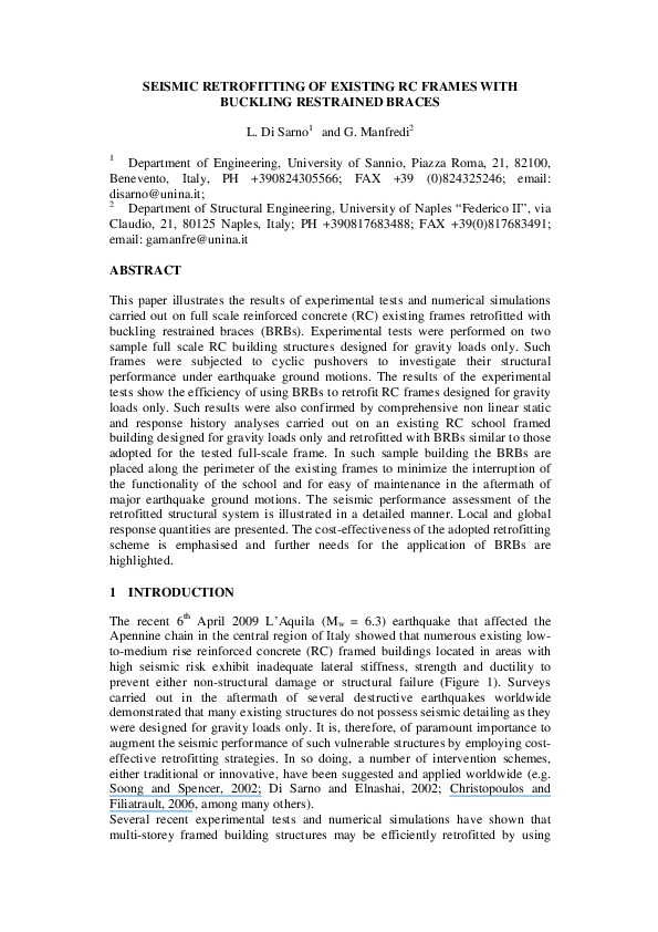 (PDF) Seismic retrofitting of existing RC frames with buckling ...