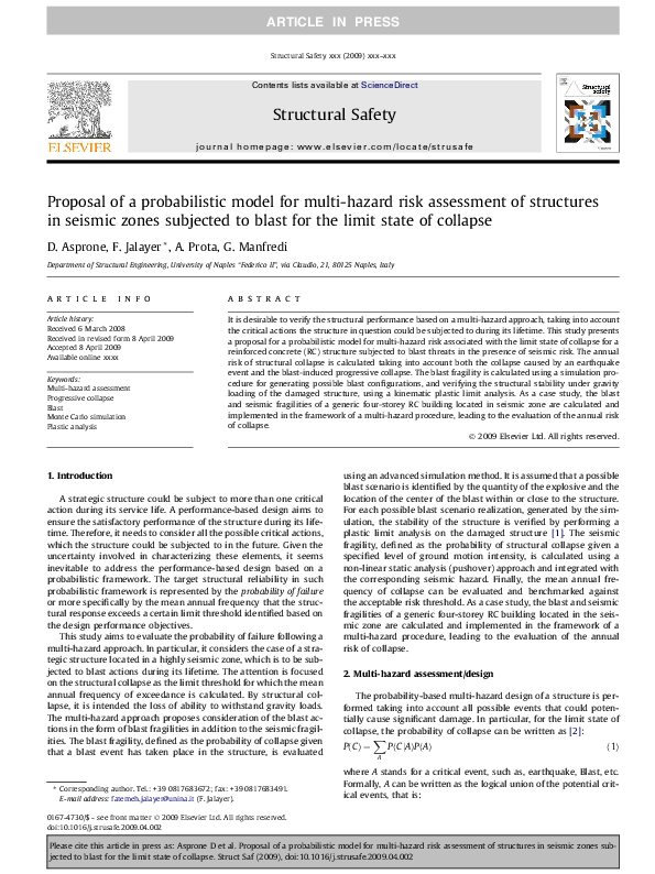 (PDF) Proposal of a probabilistic model for multi-hazard risk ...