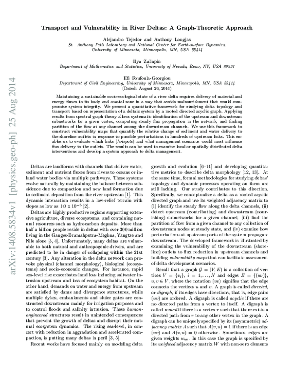 (PDF) Transport and Vulnerability in River Deltas: A Graph-Theoretic ...
