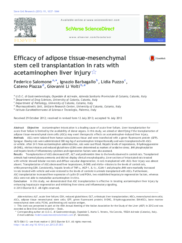 (PDF) Efficacy of adipose tissuemesenchymal stem cell transplantation